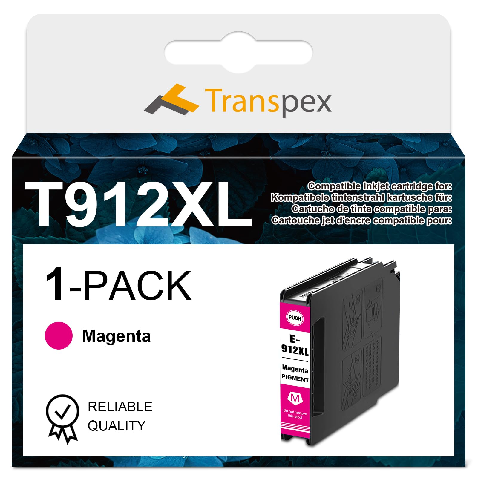 Transpex Remanufactured T912XL Ink Cartridge Replacement for T912 Magenta Ink T912XL320 Used for Workforce Pro WF-C8190 WF-C8690 Printer (1 Pack)
