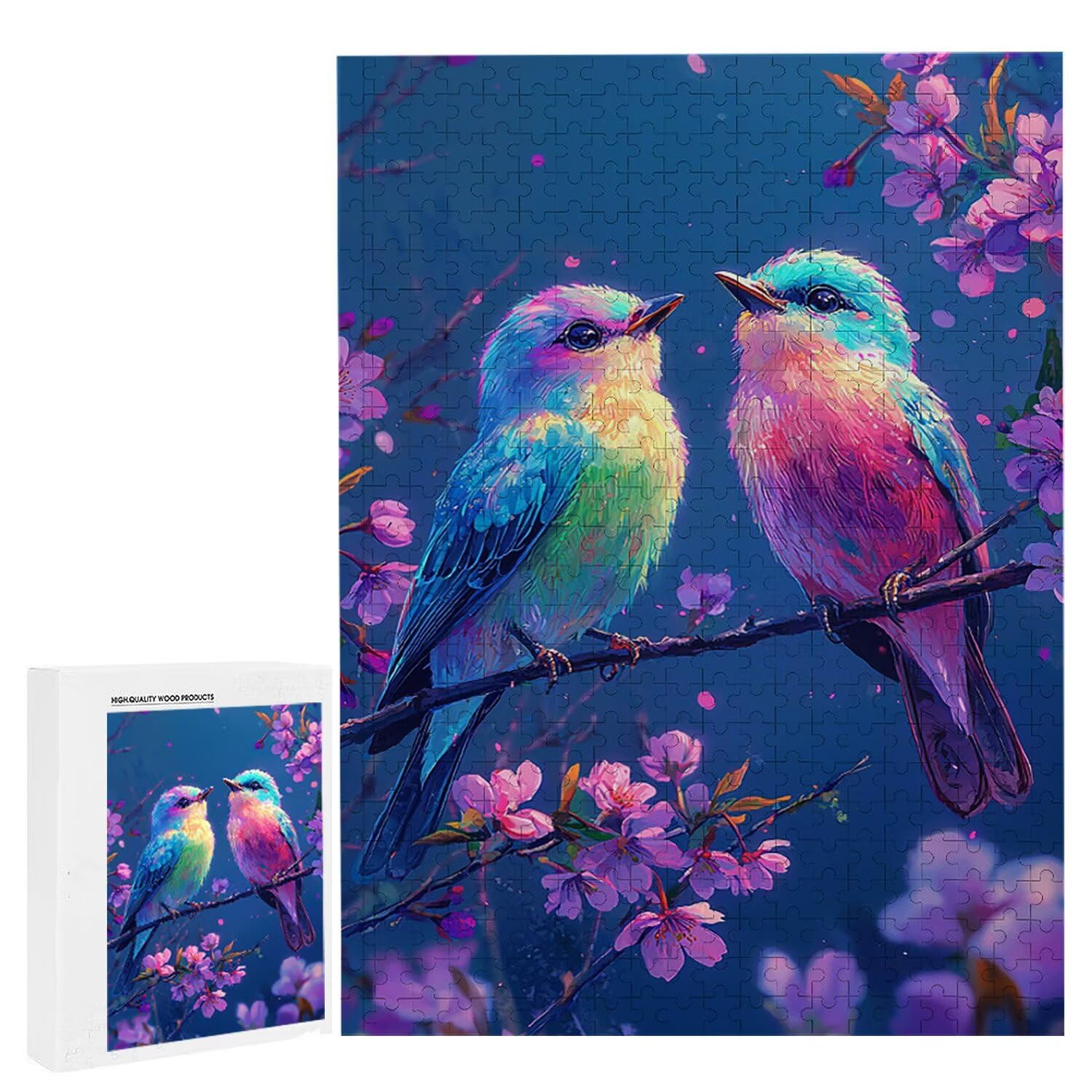 Puzzle dla dorosłych 1000 elementów kwiatów i ptaków, 1000 sztuk puzzli dla dorosłych, gra edukacyjna, 76 x 50 cm, odpowiednie do dekompresji i dekoracji ścian pokoju, prezenty j-408