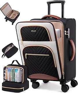 LOVEVOOK Carry on Luggage 22x14x9 Airline Approved, Large Waterproof Carry on Suitcase with 3 Packing Cubes,Lightweight Softside Underseat Travel Luggage with 360° Wheels,Laptop Compartment,TSA Lock