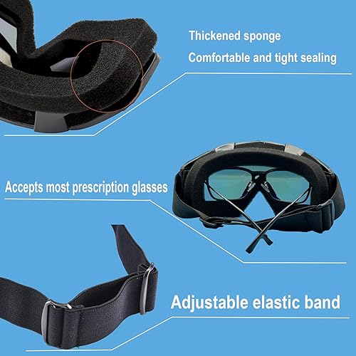 Miniatura 5 de LJDJ Gafas de motocross para adultos, gafas de motocicleta ATV de visión amplia, anti-UV, ajustables, gafas de motocross para montar en carreras,