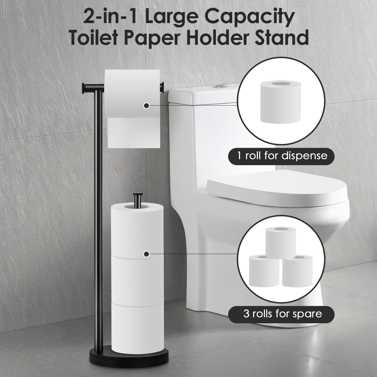 Toilet Paper Holder Stand, Bathroom Toilet Paper Stand with Large Reserve — Amazon image 3