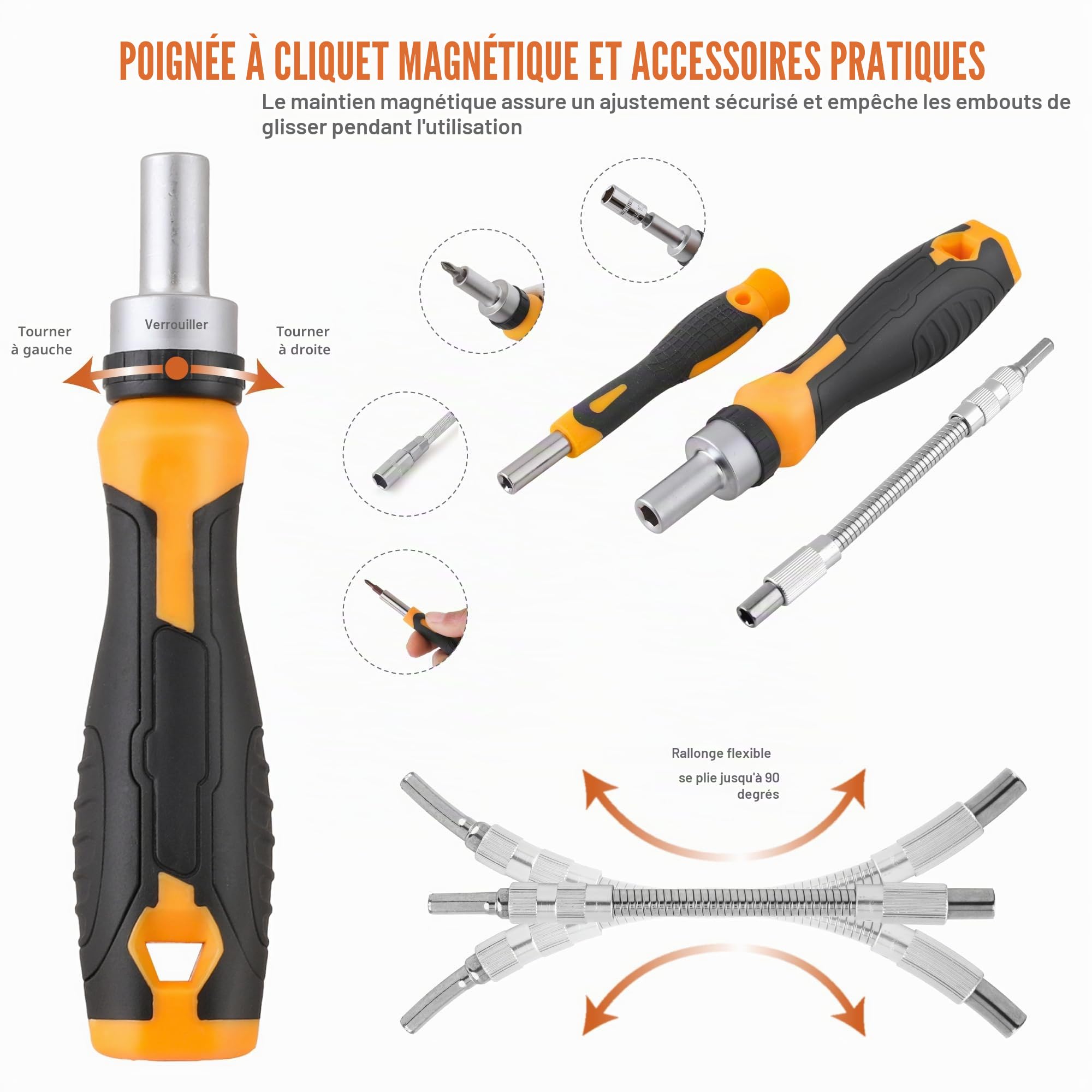 Hi-Spec Coffret de 79 pièces Embouts de Vissage Multiples et Douilles 1/4 pouce avec Poignées. Extension Flexible Embouts de Précision Torx et Antivol 1/4 pouce Hex le tout dans une Mallette