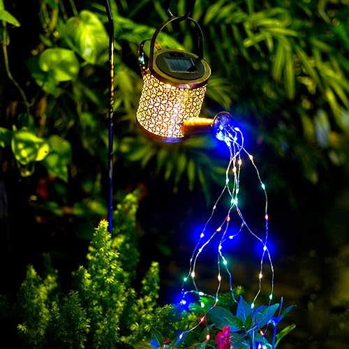 Watering Can Decorative Light, Solar Powered, Waterproof, Multicolor, LED, Aluminum, Hanging, Outdoor