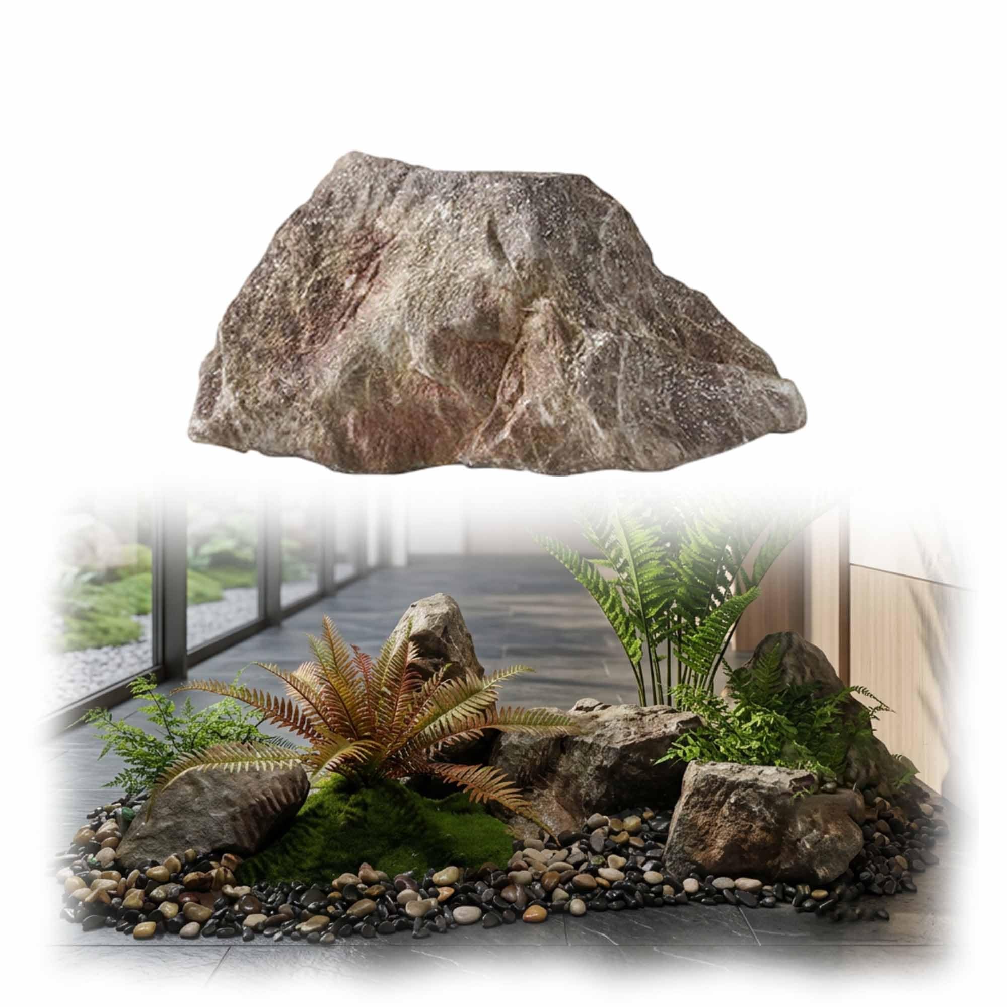 Roca paisajística Artificial, Rocas de imitación de Espuma de Poliuretano Ligera | Roca decorativa; ideal para jardines, acuarios, plantas de interior y paisajismo exterior(32x25x17cm)