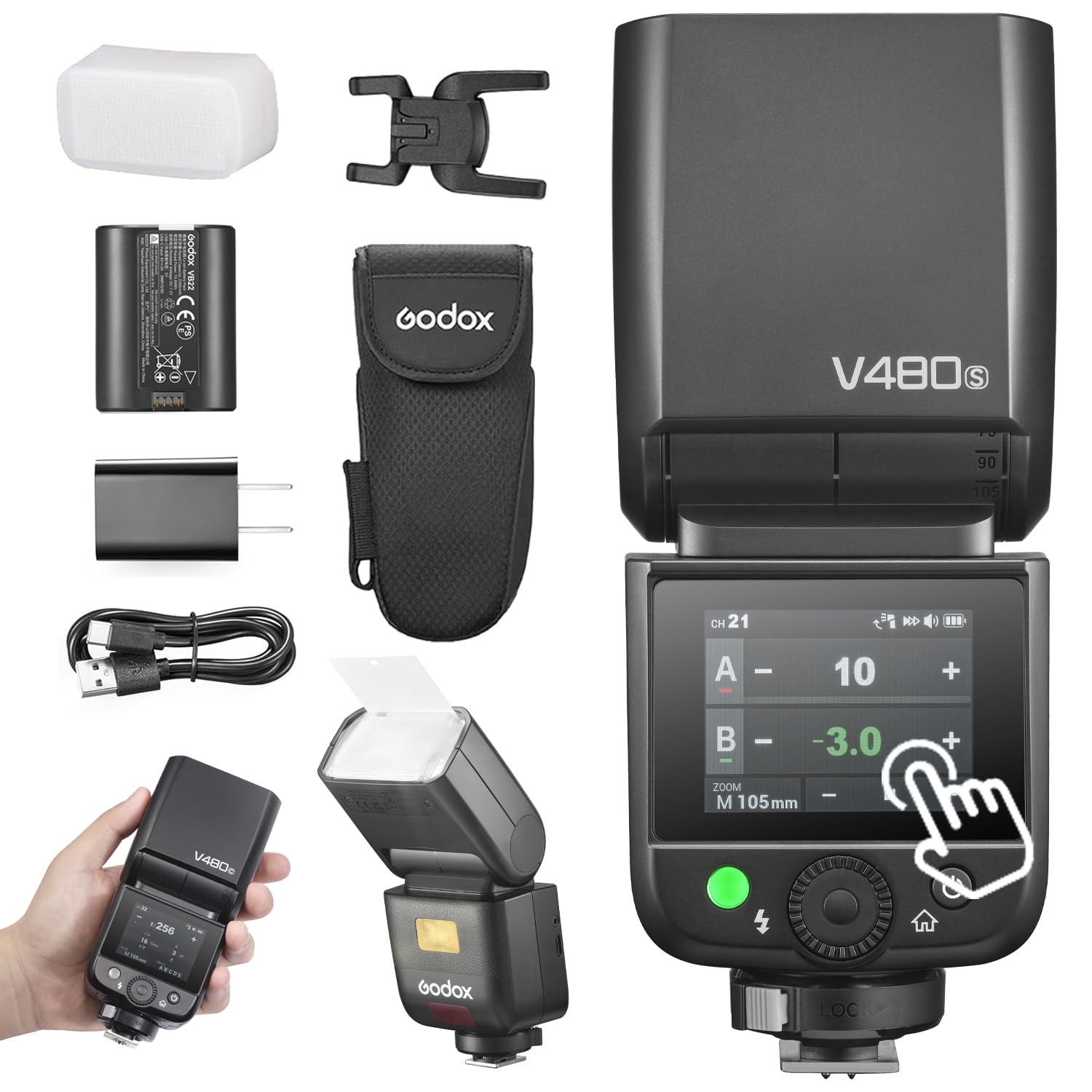 Godox V480 Flash V480S lampa błyskowa aparatu, wbudowana bateria litowa, 1/8000 HSS, bezprzewodowy TTL 2,4 GX, czas recyklingu 1,7 s, pełna moc 650 wyskakujących do kamery Sony (V480S)