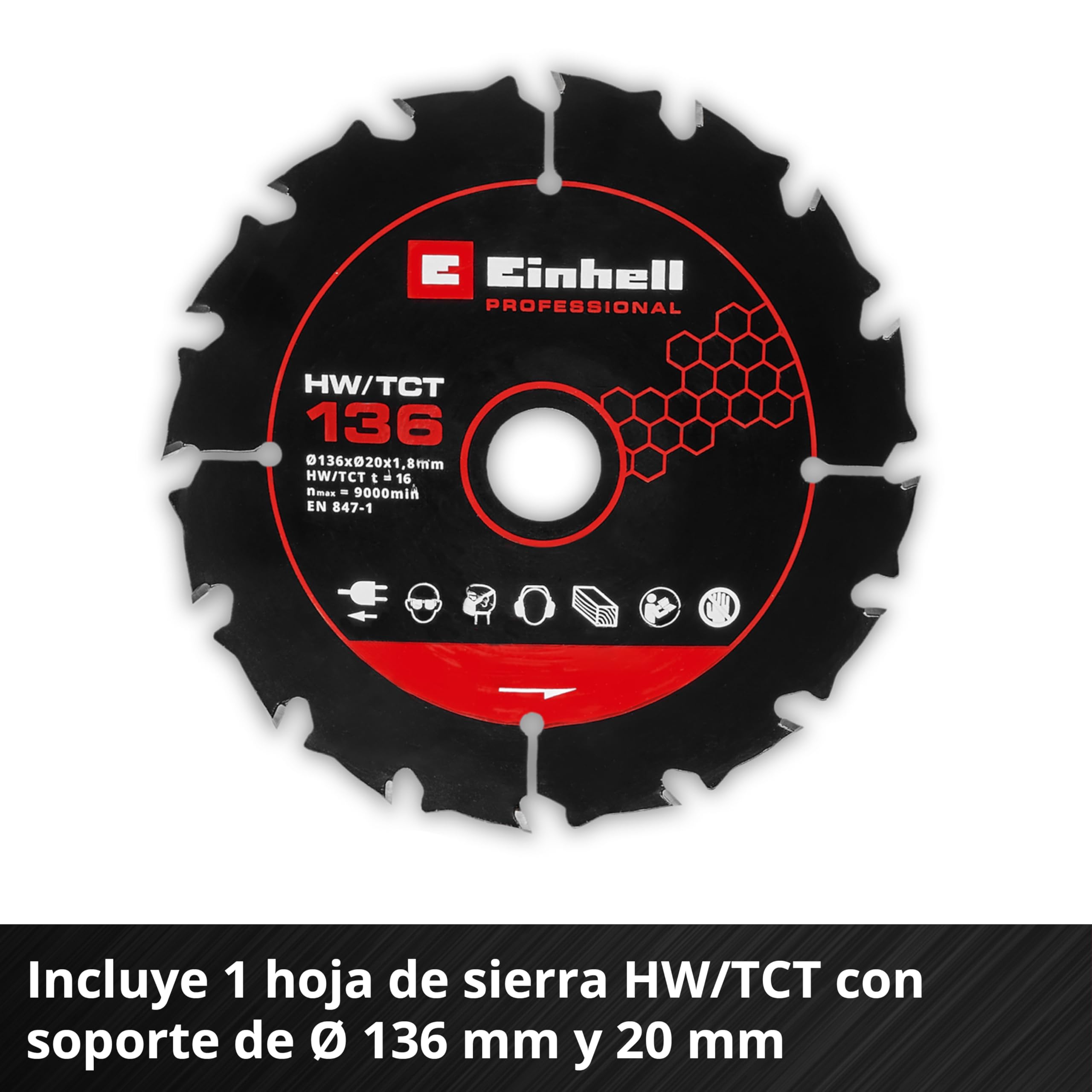 La sega circolare manuale Einhell Professional TP-CS 18/136-C Li BL - Solo Power X-Change (18 V, lama Ø 136 mm, Brushless, profondità di taglio 51 mm, installazione senza attrezzi, batteria esclusa)