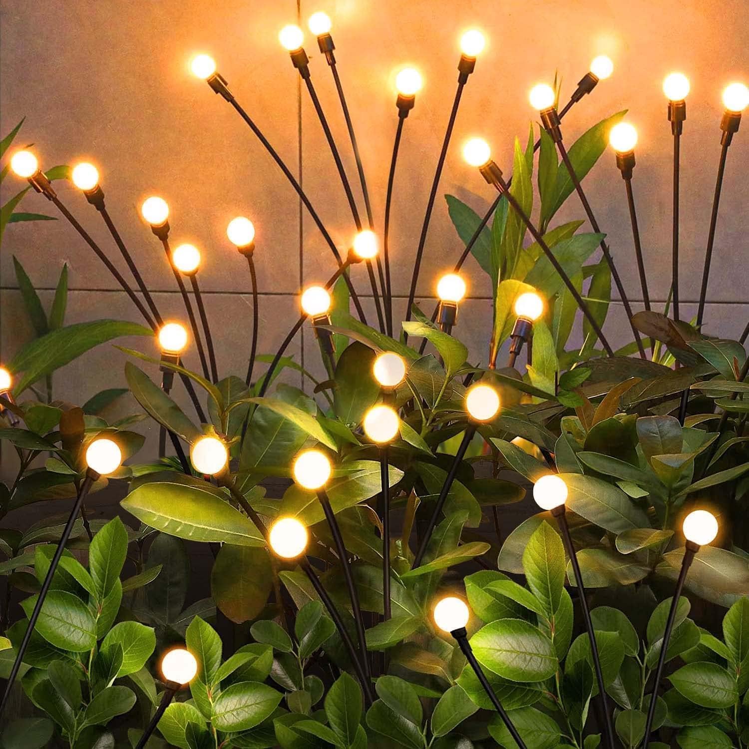 YJFWAL Firefly Solar-gartenlichter Außen 6 Stück Glühwürmchen Lichter Wasserdicht Swinging Garten Lichter für Pathway Weihnachten Yard Patio-Landschaft Dekoratives, 8LED Jede (Warm-Weiß, 6 Stück)