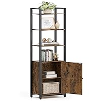 VASAGLE Libreria Scaffale a 6 Ripiani, Libreria Verticale con Anta