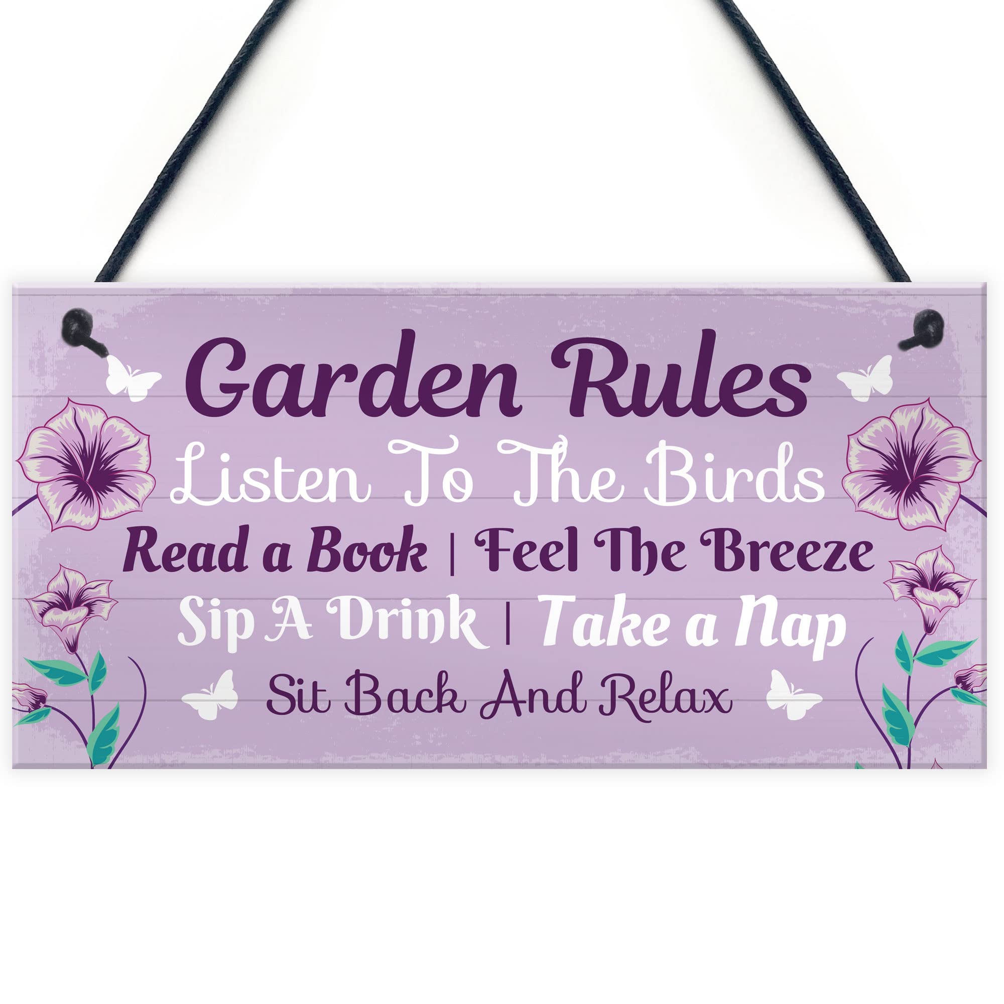 Red Ocean Garden Rules Novelty Hanging Plaque, Summer House Accessories, Garden Signs For Outside, Garden Shed Sign, Friendship Gift, Garden Signs, Home Decor Plaques