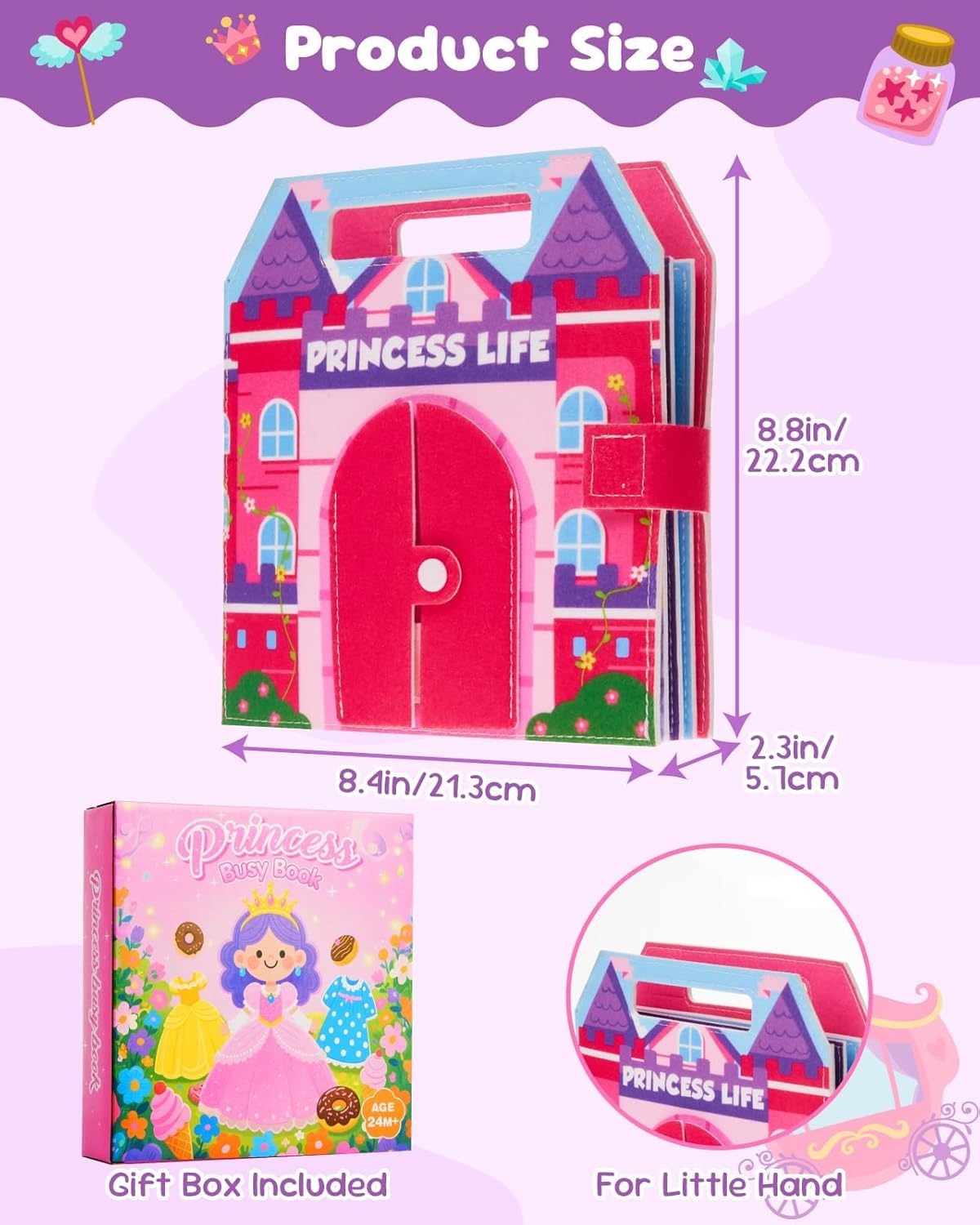 Toddler Busy Book,Montessori Toys for 2 Year Old Girl,Busy Board for Toddlers 2-4,Princess Dress Up Pretend Play Toys,Kid Quiet Book,Baby Airplane Travel Essentials,Birthday Christmas Gifts - Image 6