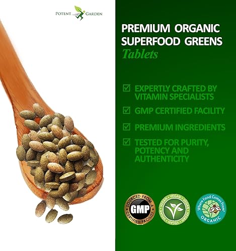 Miniatura 6 de Potent Garden Suplemento orgánico de superalimentos, frutas y verduras rico en vitaminas y antioxidantes con alfalfa, raíz de remolacha y cereza