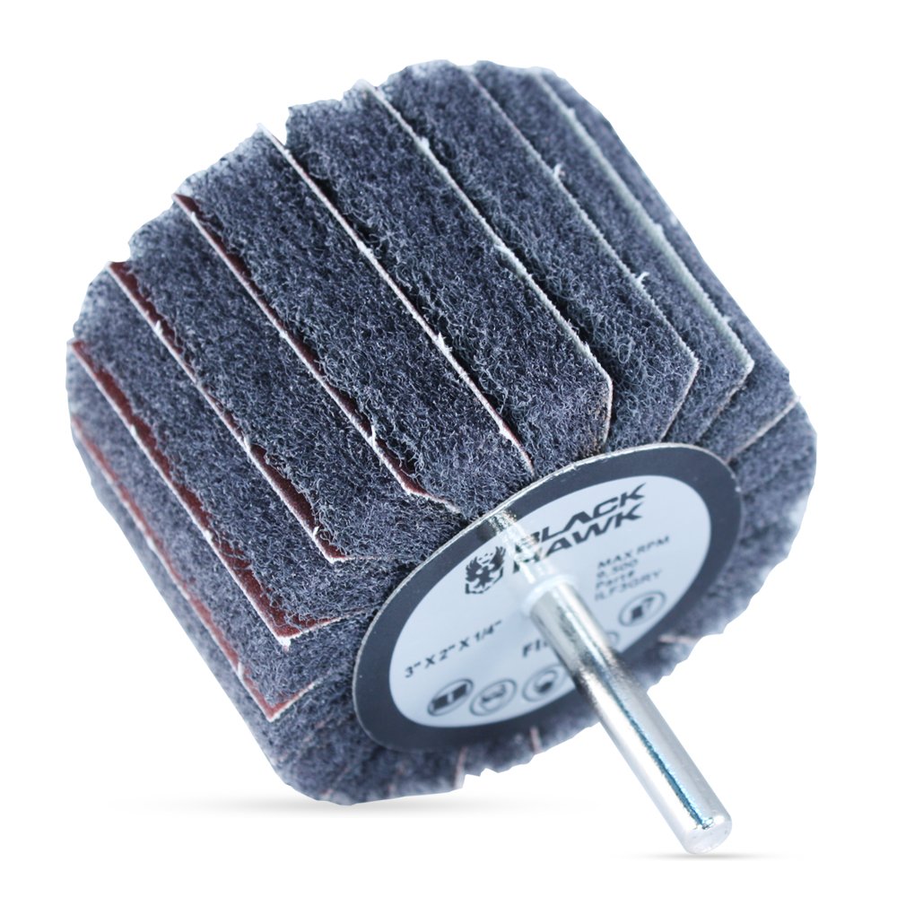 BHA Mounted Interleaf Flap Wheels for Sanding and Finishing, 3” x 2” x 1/4”, Gray (Ultra Fine) - 5 Pack