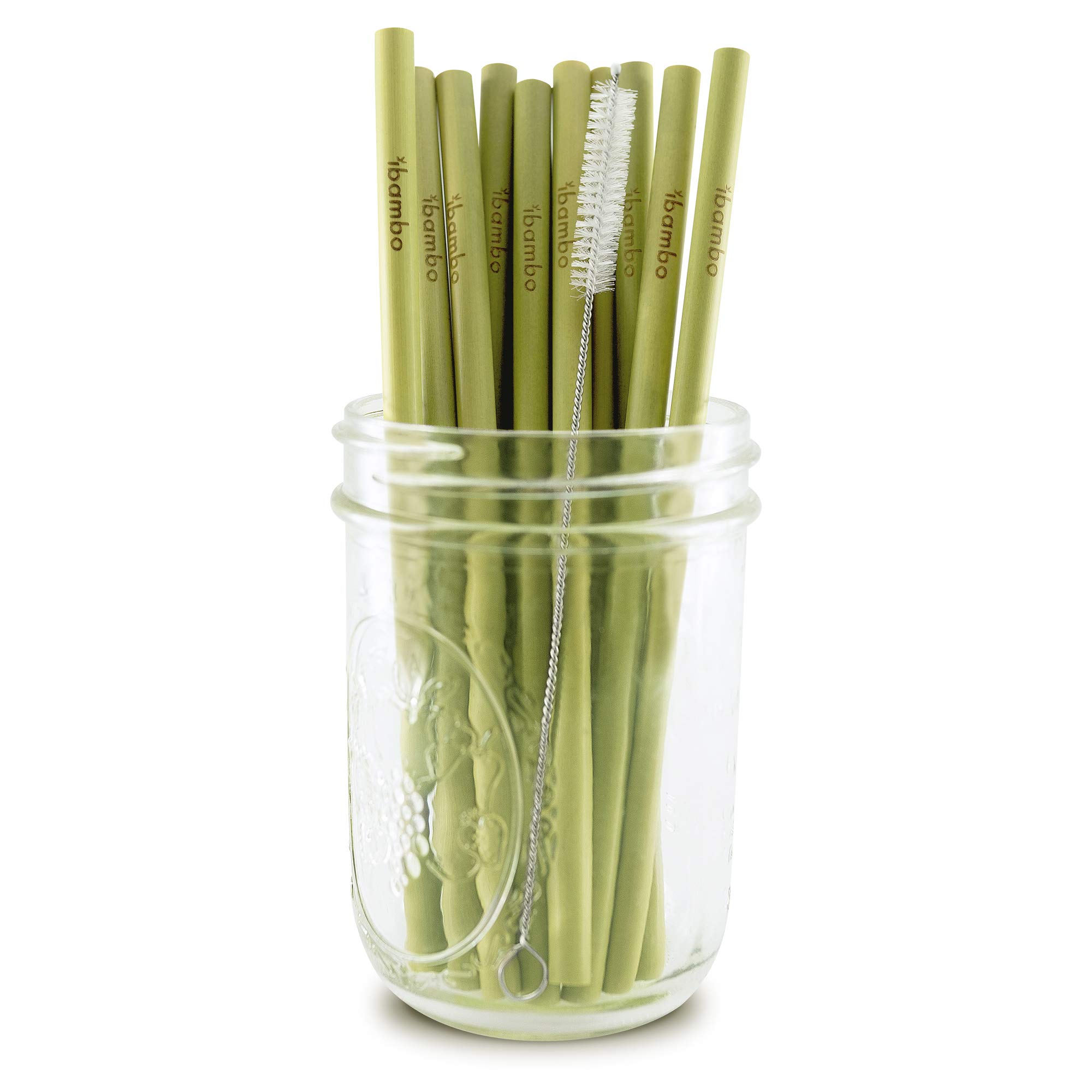 Natural Bamboo Drinking Straws Eco-Friendly, Sustainable, Bamboo Straws Reusable - 20cm Straws with Straw Cleaner Biodegradable Alternative to Plastics, Stainless Steel & Glass by BIKO BAMBOO