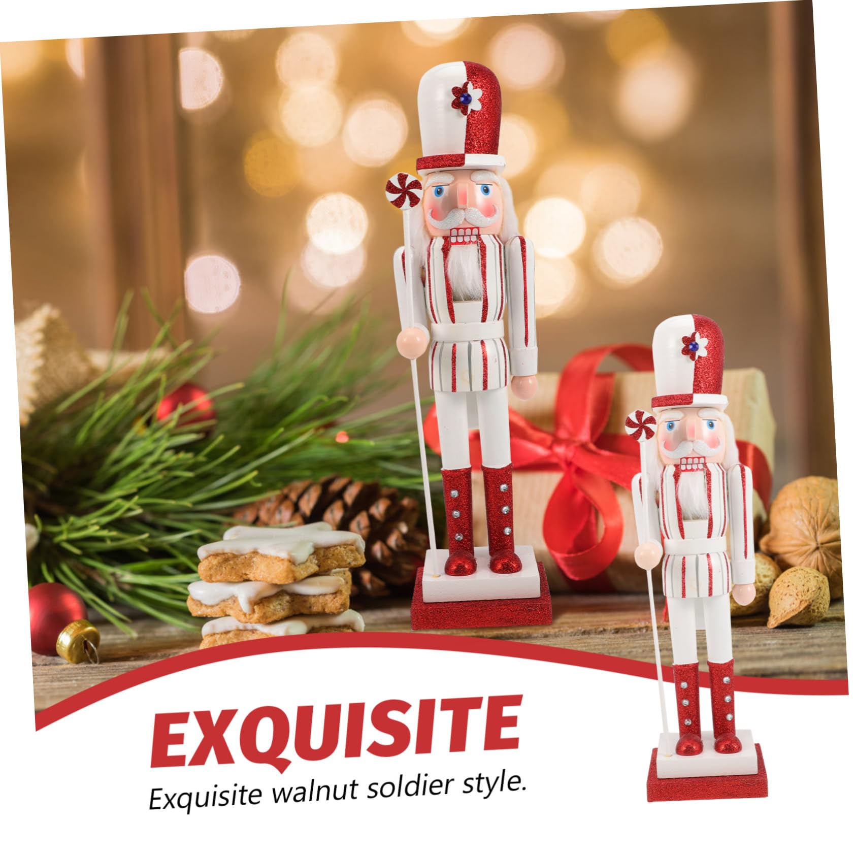 PRETYZOOM 2 Pezzi Di Schiaccianoci Natalizi in Legno Decorazione Da Tavolo Per Le Feste Di Natale Stile Tradizionale in Noce