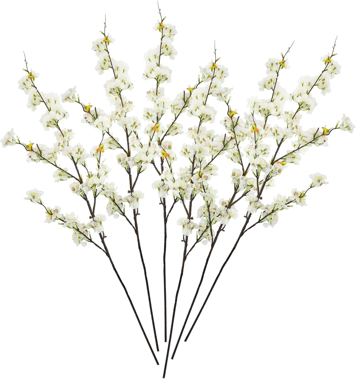 6PCS Artificial Cherry Blossom Branches Faux Cherry Silk Flowers Vine Tall Stems Artificial Flower for Vase Wedding Home Decor (White) - Image 8