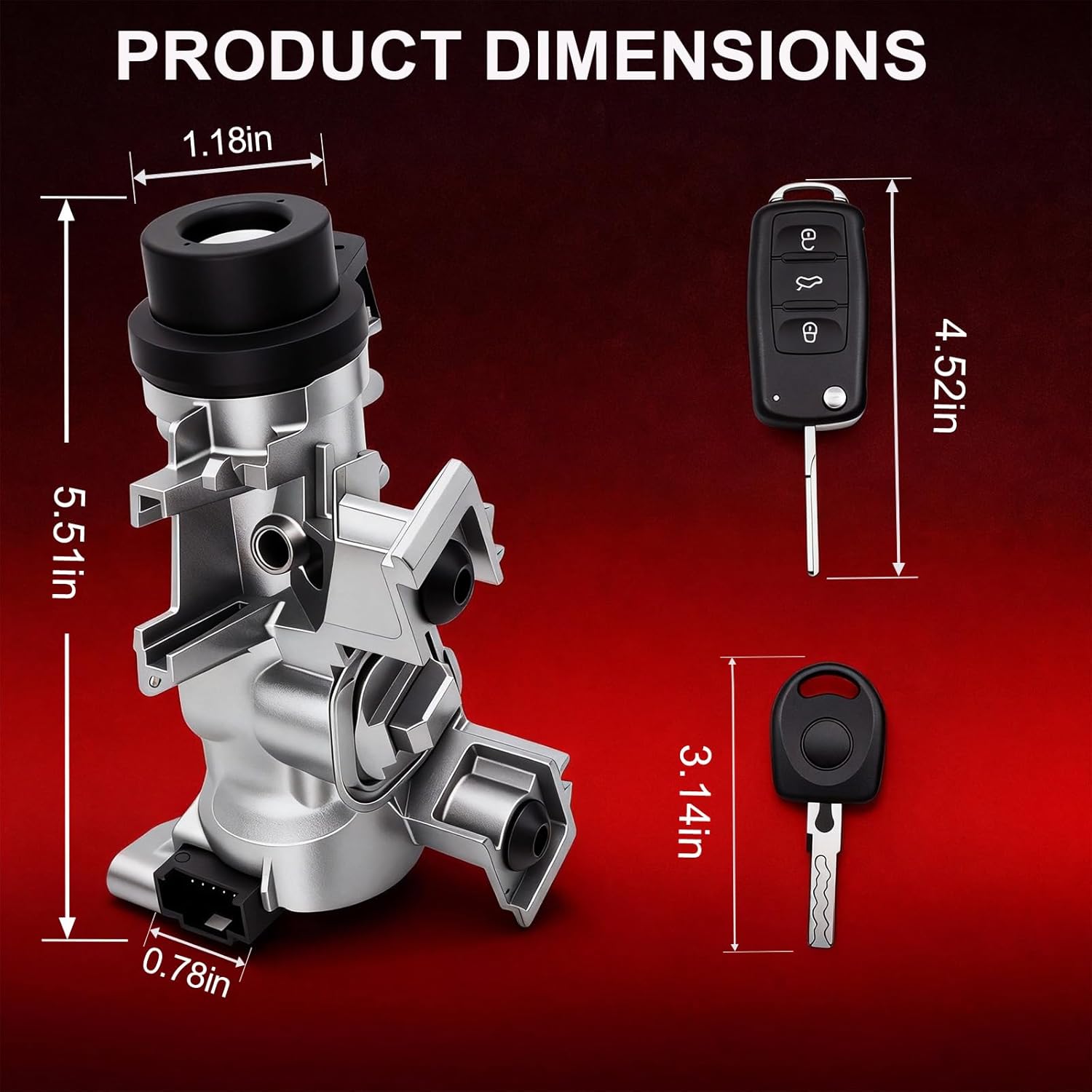 1K0905851B Ignition Switch Lock Cylinder with Key for MK6 2006-2008 2009-2019 VW Jetta Passat, 2004-2007 2010 2011 Golf EO Rabbit Tiguan Ignition Starter Switch, Replace#1K0905841 1K0905865