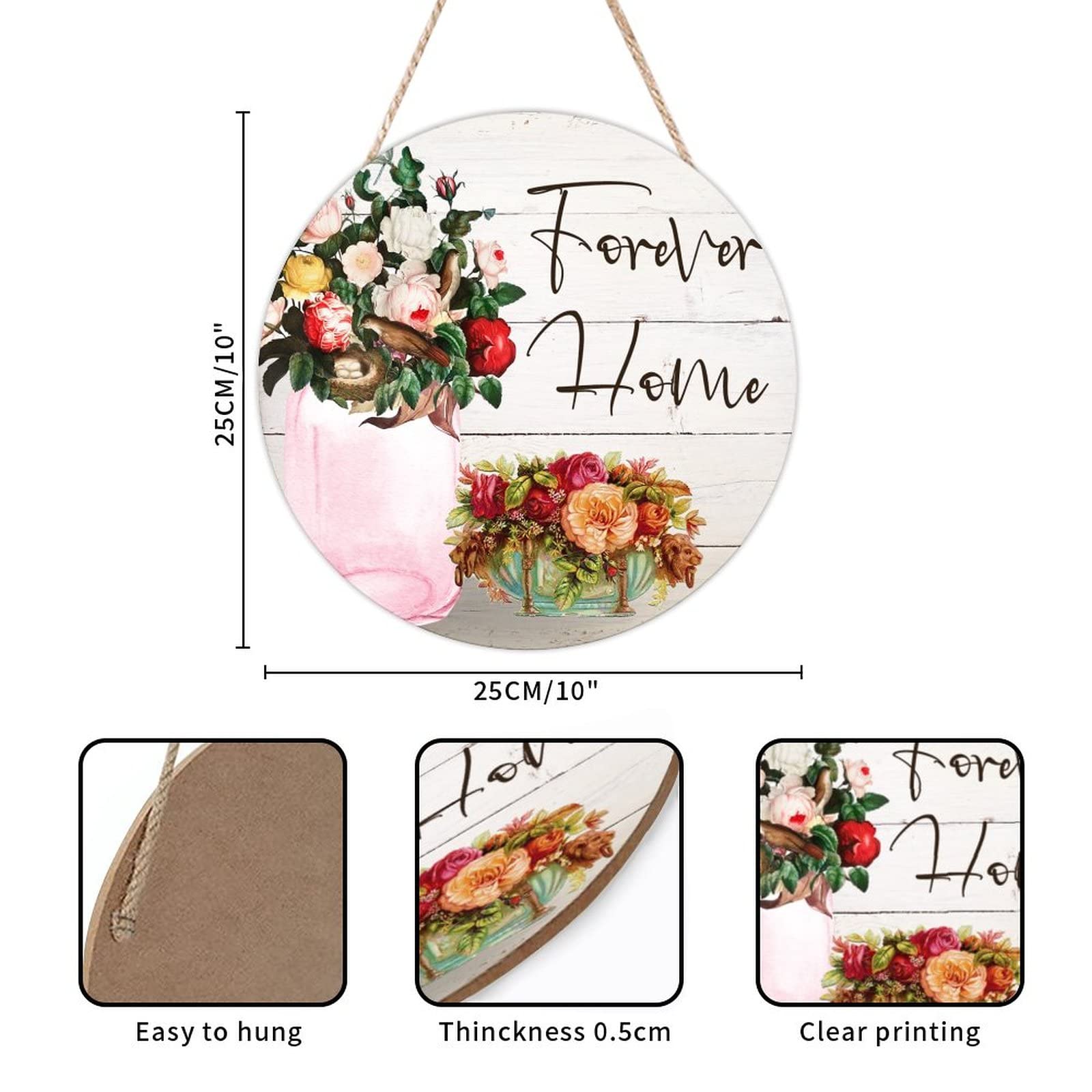 Kransen Tuin welkom teken hout bloem krans lente bruiloft opknoping voordeur teken welkom muur teken huis hanger decoratie Voordeur (Color : A