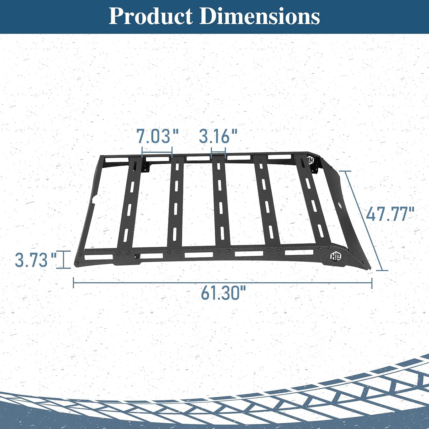 Hooke Road Double Cab Tacoma Roof Rack Steel Cross Bars for 2005-2023 Toyota Tacoma 2nd 3rd Gen, Overland Rooftop Cargo Carrier Basket