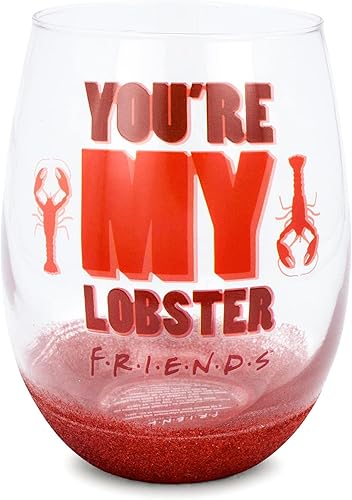 Silver Buffalo Friends TV Show You're My Lobster Teardrop - Copa de vino sin tallo | Vaso para mimosas, cócteles | Utensilios de bar para el hogar