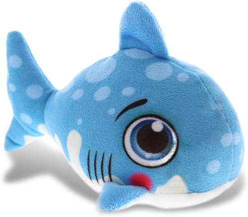 DolliBu Juguete de peluche de tiburón azul, para niños y adultos, regalos de abrazo de tiburón, lindos animales de peluche para niños pequeños y la
