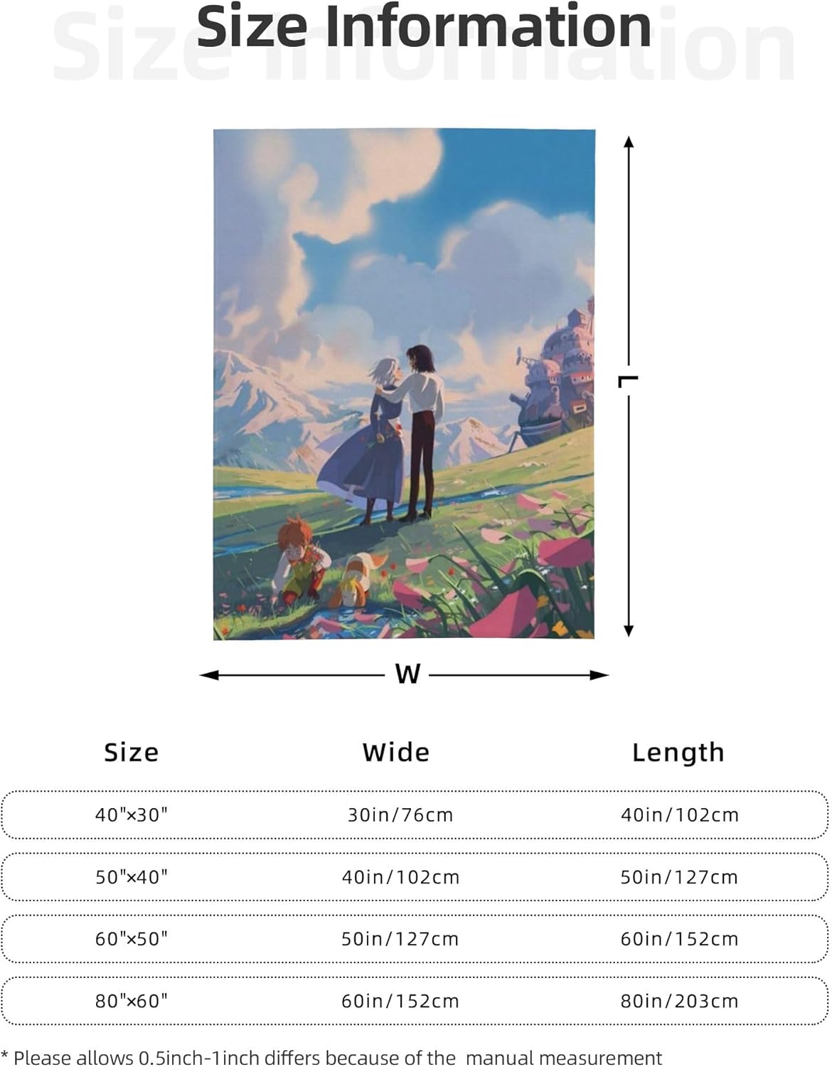 Howls Moving Castle Blanket Lightweight Bedding Super Soft Flannel Throw Blankets for Bed Living Room Couch Sofa for Kids Adults 60"x80"
