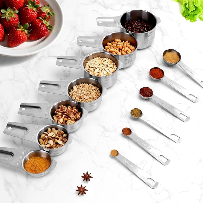 Set de 17 utensilios medidores de cocina en acero y plástico miniatura 6