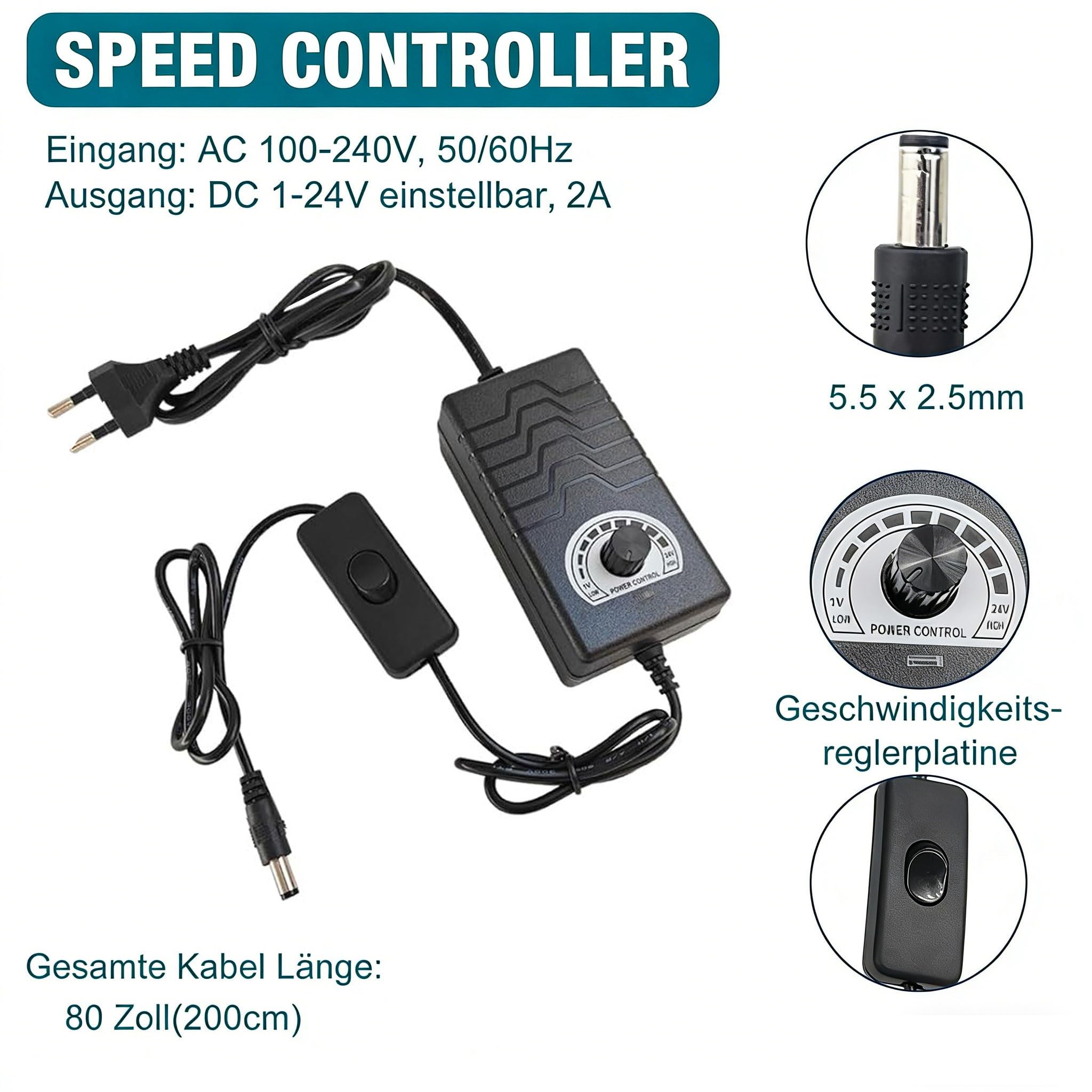 Hubkolbenmotor Linearaktuator DC 24V 160rpm Hub 30-150mm mit Saugnapf und Geschwindigkeitsregler, einstellbarer Teleskopmotor DIY Motor (24V150MM160RPM)