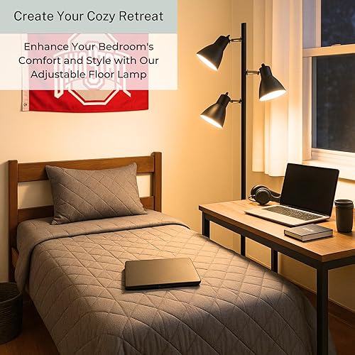 Miniatura 3 de LIGHTACCENTS Lámpara de pie de 3 luces de dormitorio con 3 luces ajustables para sala de lectura, lámpara de pie estilo árbol con luces ajustables,
