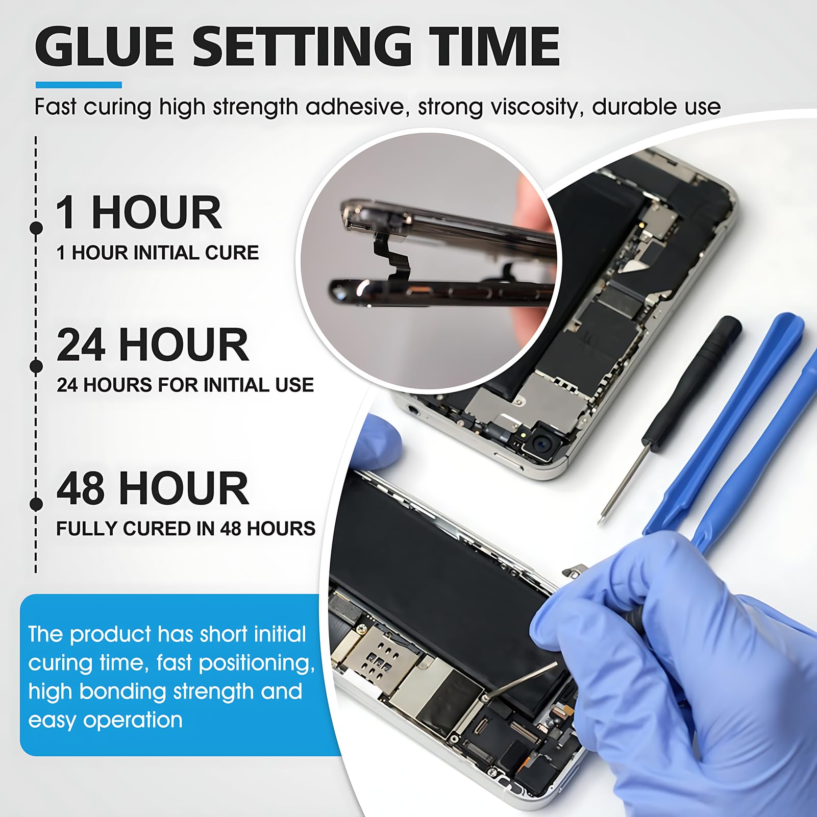 Colla per Cellulari, Colla per Display Smartphone, colla display smartphone per Riparazione di Smartphone, Tablet e Altri Prodotti Elettronici, Nero, 110ML