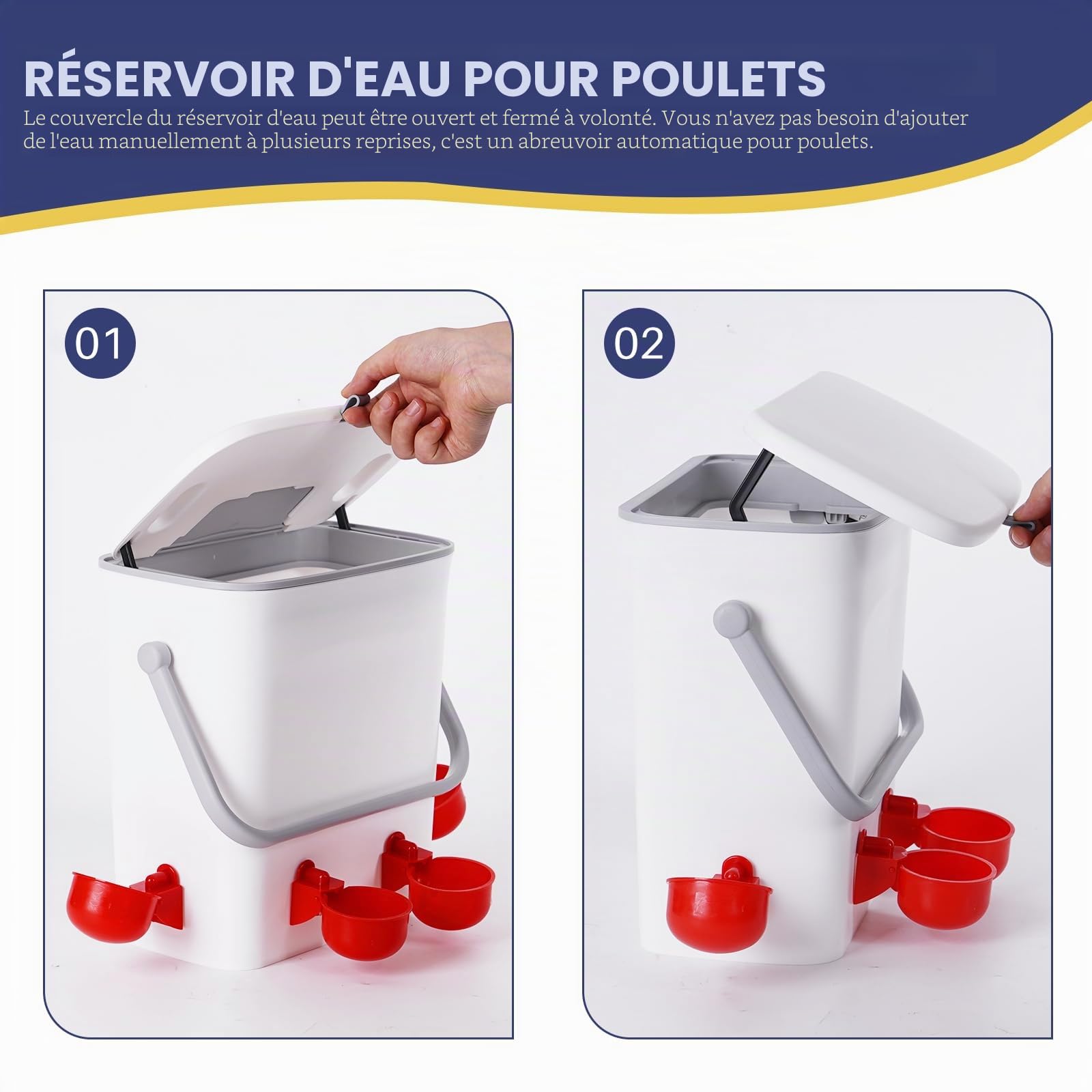 Volaille Automatique Abreuvoir 9L Distributeur Eau Poulet avec 4 pcs Abreuvoir Poule 100cm Tuyau Tressé Vanne à Bille RéGlable Abreuvoir pour Poussins Canards Oies Dindes Lapins Volailles