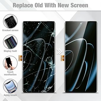 OLED for Google Pixel 7 Pro Screen Replacement,Black with Frame | for GP4BC GE2AE,LCD Display Screen Touch Assembly with Repair Kits,No Fingerprint Cable