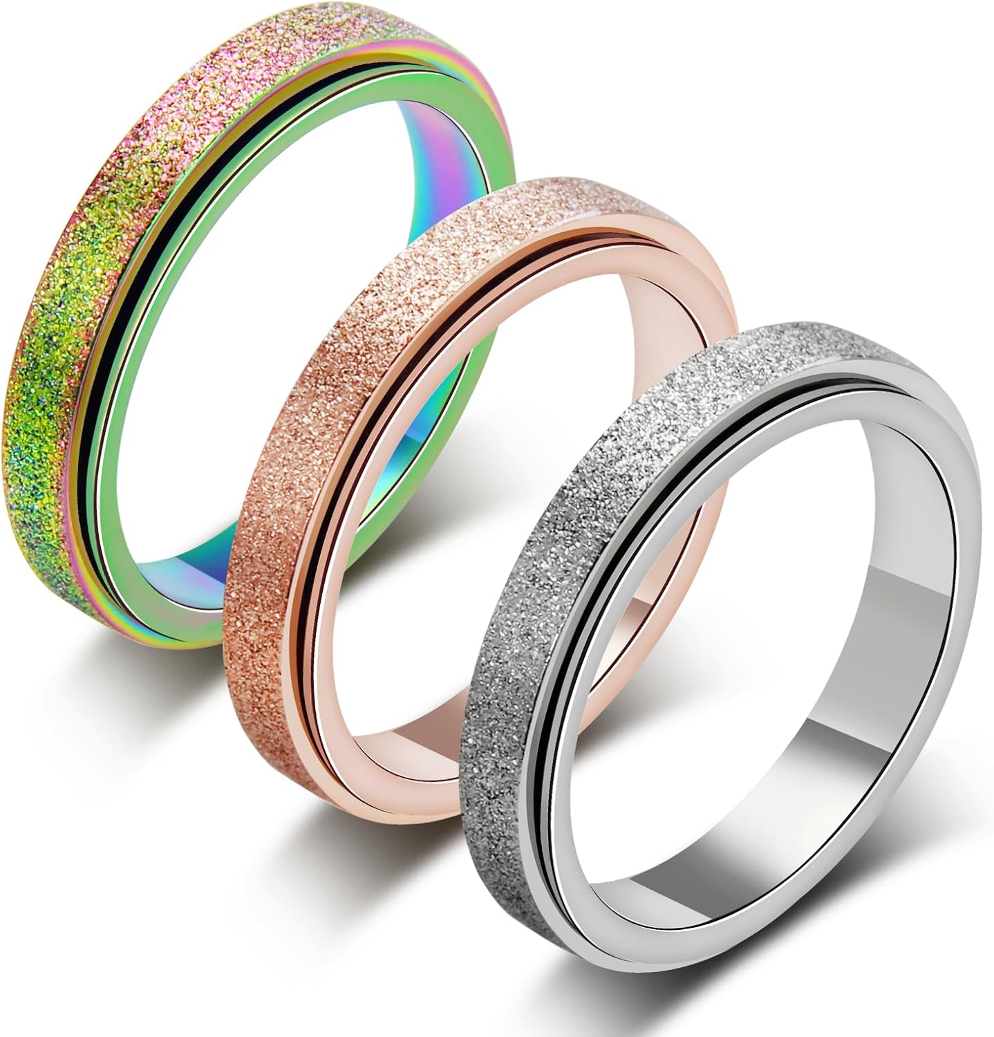 Anxiety Spinner Ring: Fidget Ring for Women - Anti-Anxiety Gift for Teen Girls & Boys (Size 6-10)