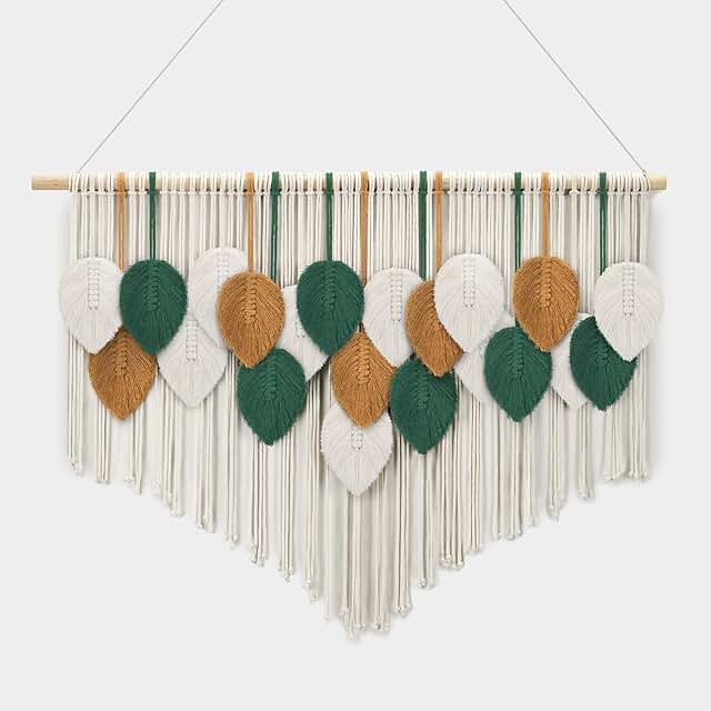 Tempospark Large Macrame Wall Hanging, Boho Woven Tapesty, Bohemian Leav...