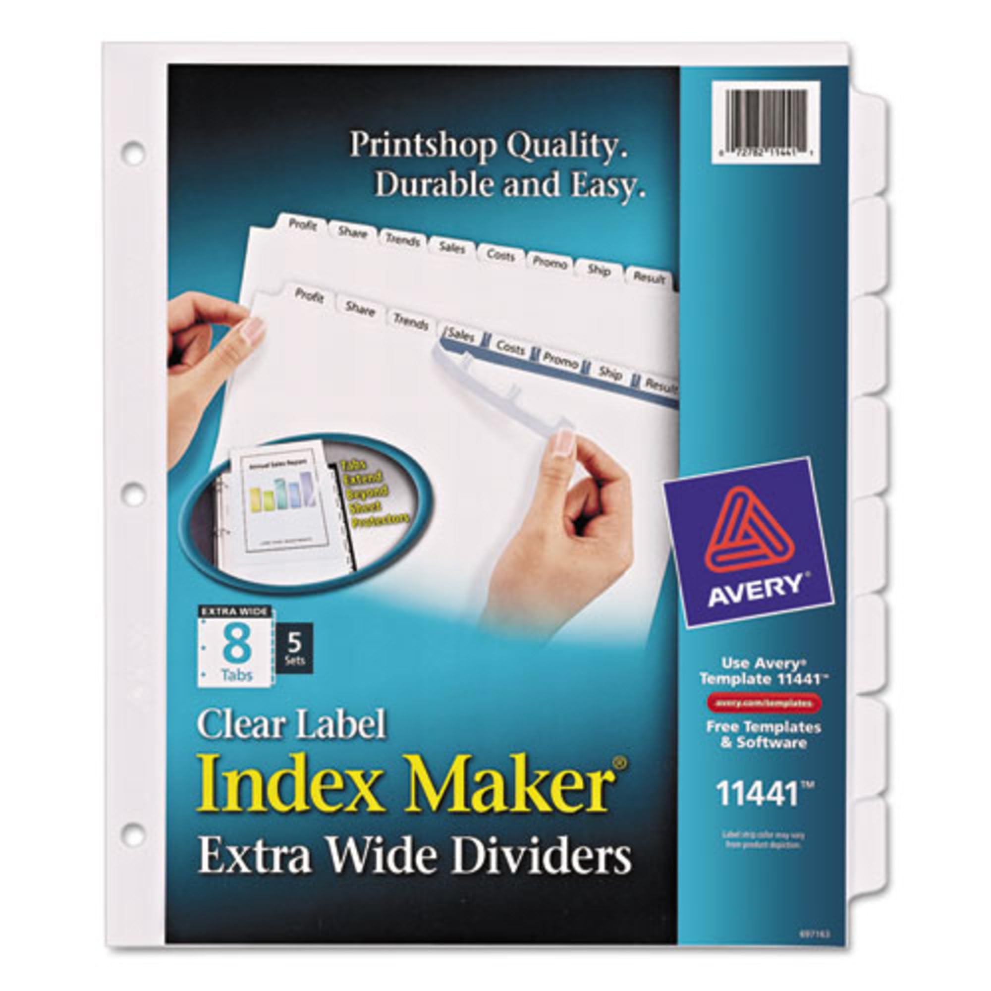 Avery Index Maker Clear Label Punched Dividers with White Tabs INDEX,IM XTRWD 8TB,5/PK 5381-4-BK-JN11 (Pack of2)