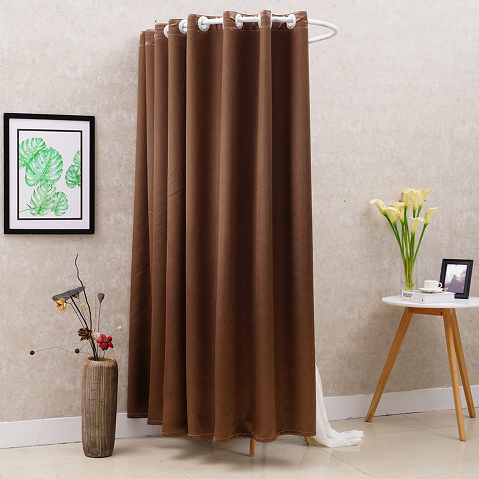 Cabine d'essayage murale ronde en métal marron pour magasin de vêtements