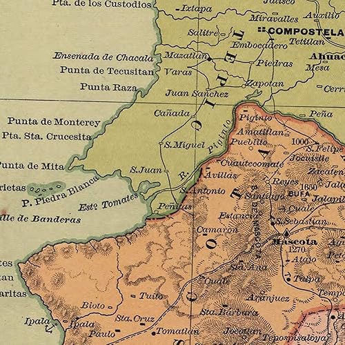 Miniatura 3 de Mapa de Jalisco México desde Atlas Mexicano c. 1884 por Antonio Garcia Cubas Arte de pared vintage, impresión histórica del estado mexicano,