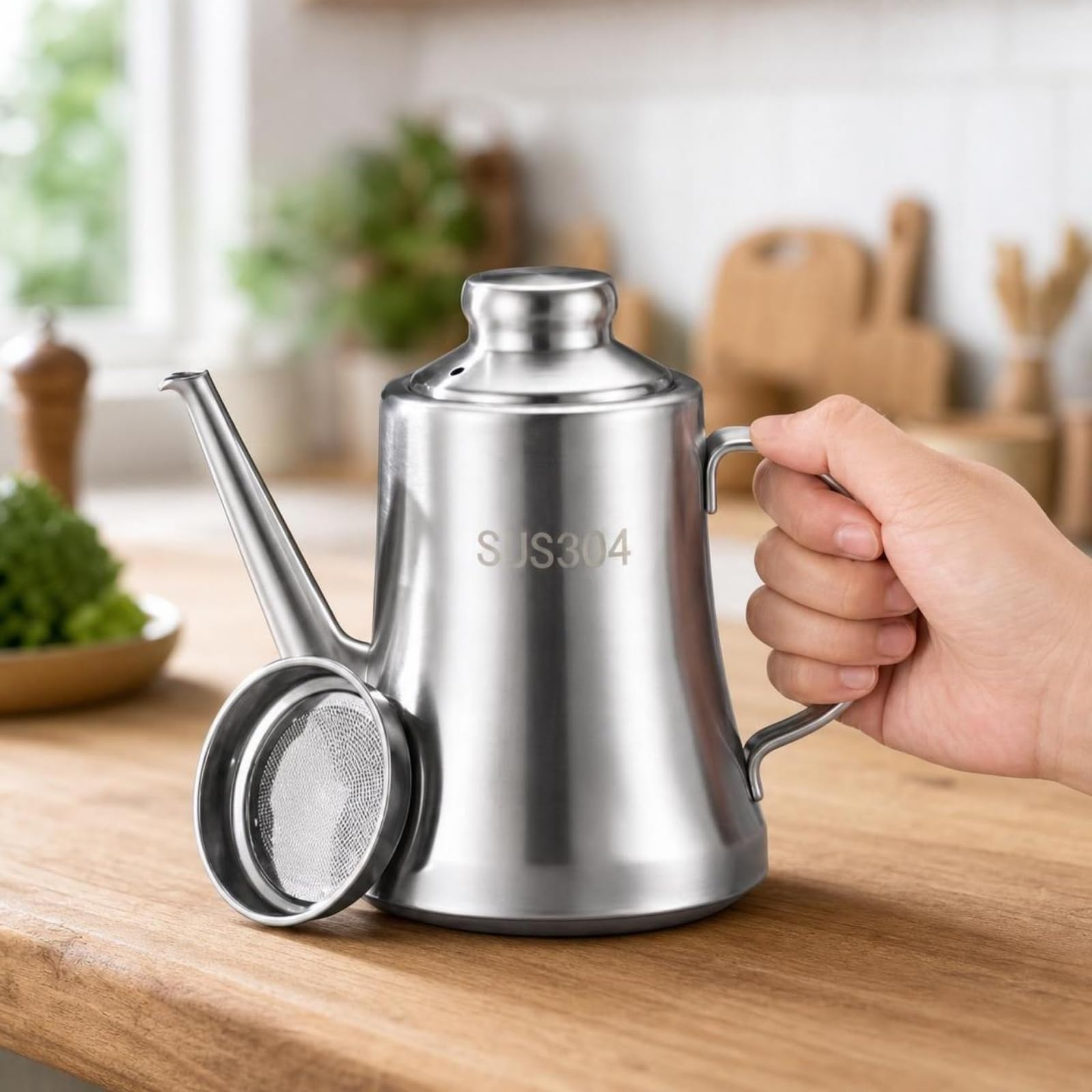 Recipiente per Olio in Acciaio Inox, 1500ML