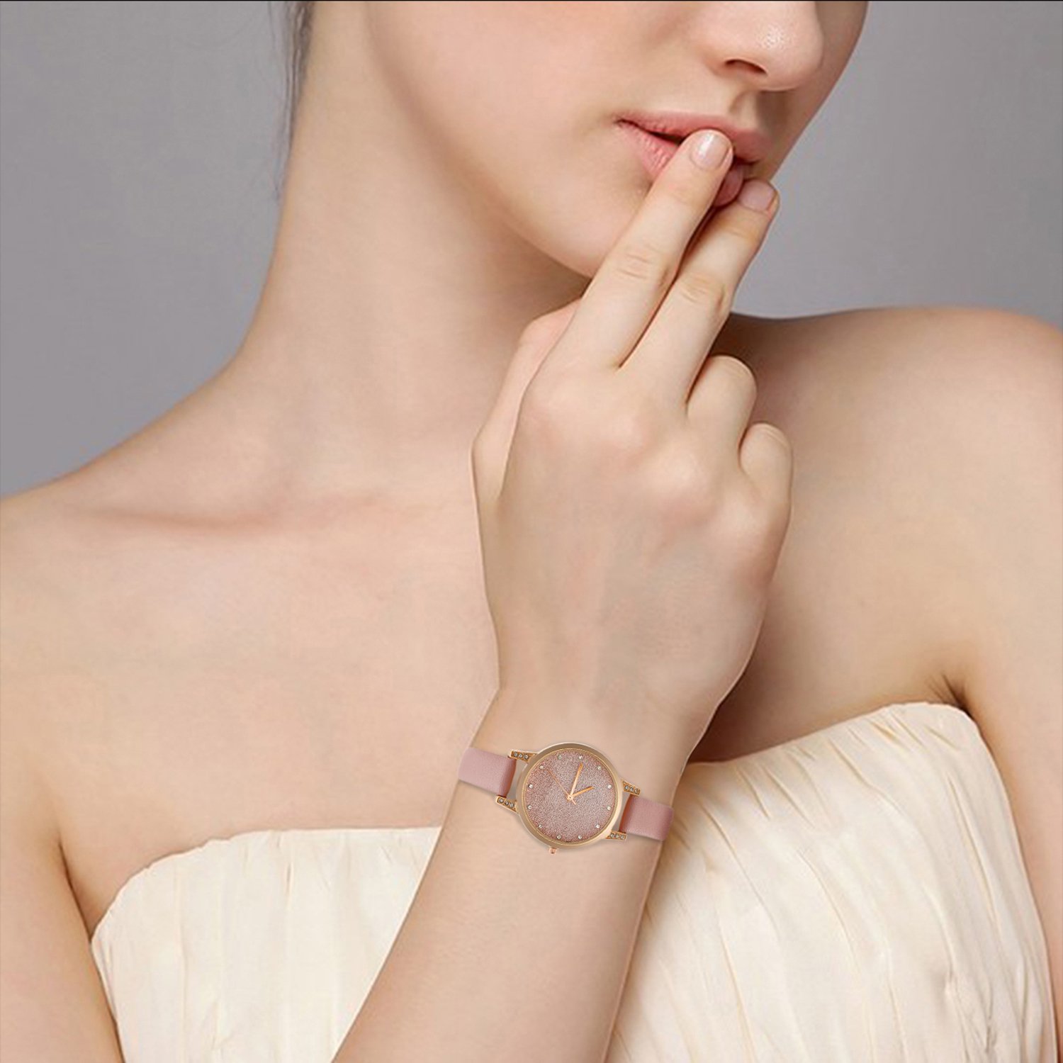 JewelryWe Reloj de pulsera de cuarzo para hombre y mujer, de lujo, simple y brillante, con cielo estrellado