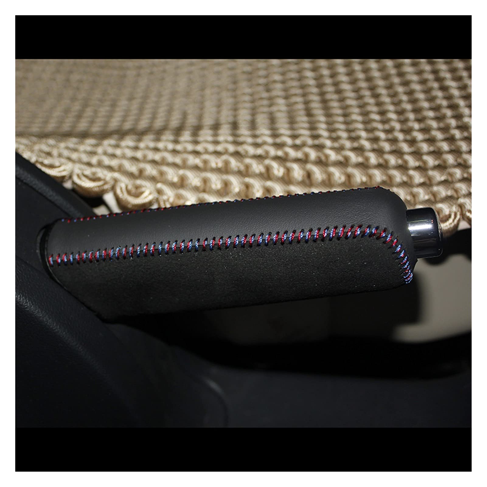 Leder-Handbremsgriffe Für Natürliche Lederabdeckung Auf Handbremsauto-Zubehör Innenraum handbremse schutzhülle 425 (Color Name : Black)