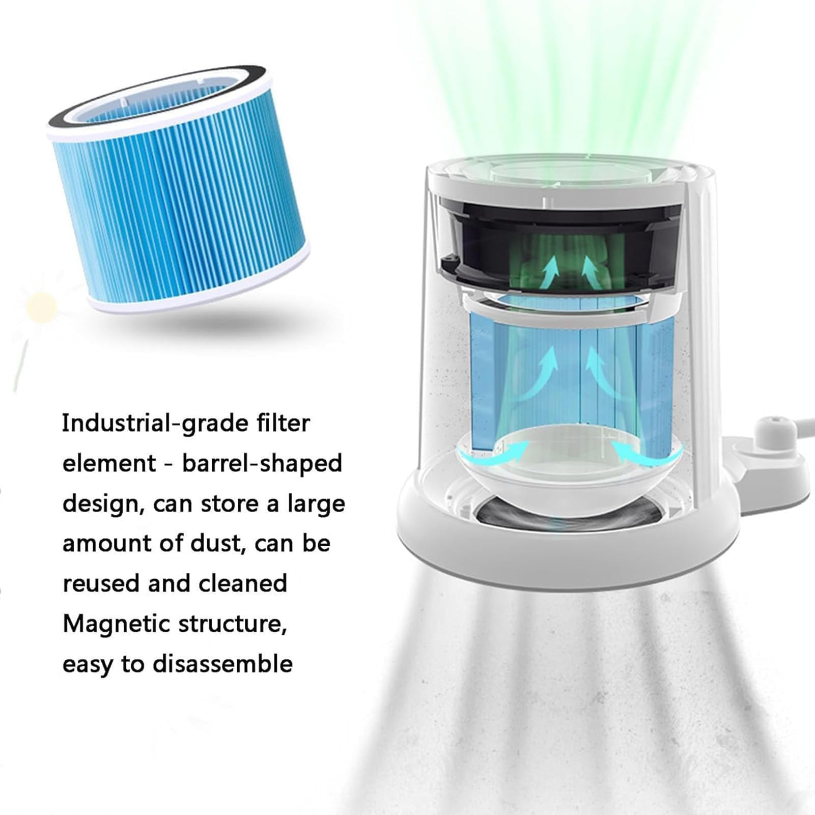 SenhE Collecteur de Poussière d'ongles avec Lampe, Collecteur de Poussière d'ongles Professionnel, pour Outil de Manucure à Domicile ou en Salon