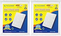 Vista 14 de TICONN 2PK Bolsa de plástico para colchón para mudanza y almacenamiento, cubierta protectora impermeable para colchón, suministros resistentes