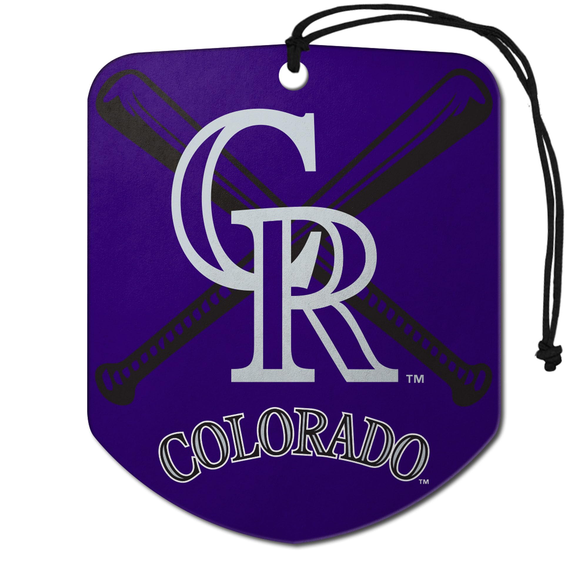 FANMATS 61547 MLB Colorado Rockies Hanging Car Air Freshener, 2 Pack, Black Ice Scent, Odor Eliminator, Shield Design with Team Logo