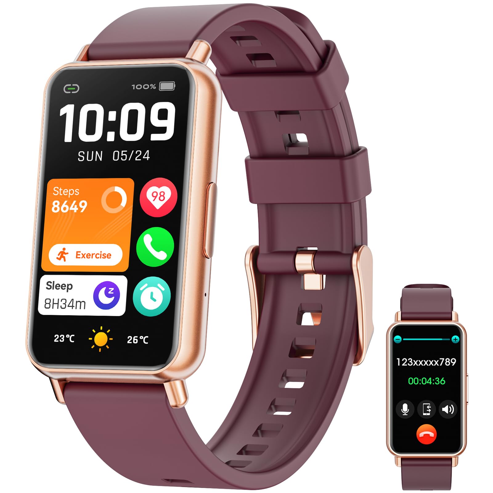 Smartwatch with Burgundy Strap Buy iTime Full Touch Screen Smart Watch with Burgundy  main image 3