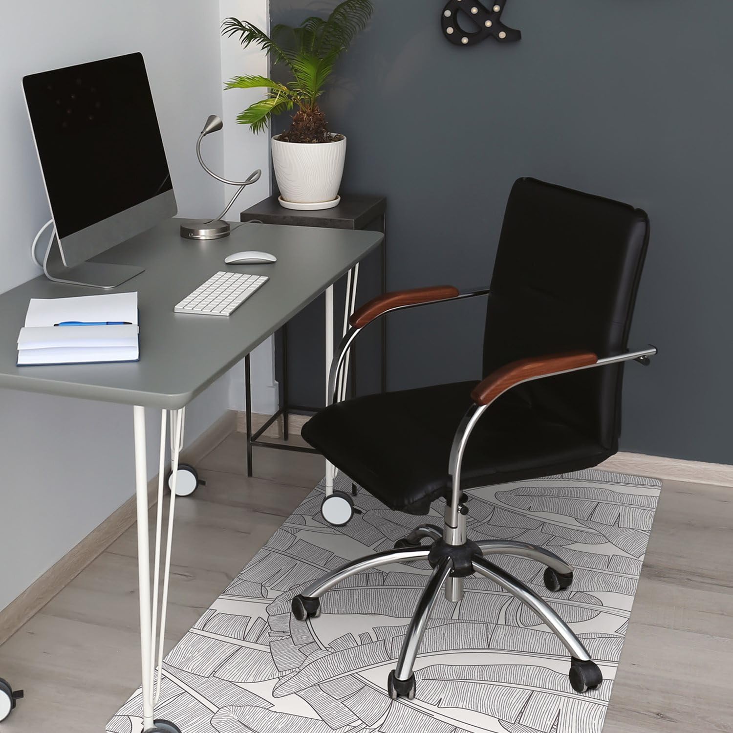 Tappetino per Sedia 100x70 cm Rettangolare Resistente ai Danni PVC Vinile per Ufficio a Casa Facile da Pulire Impermeabile Antiscivolo Protezione di Pavimenti - foglie di banano