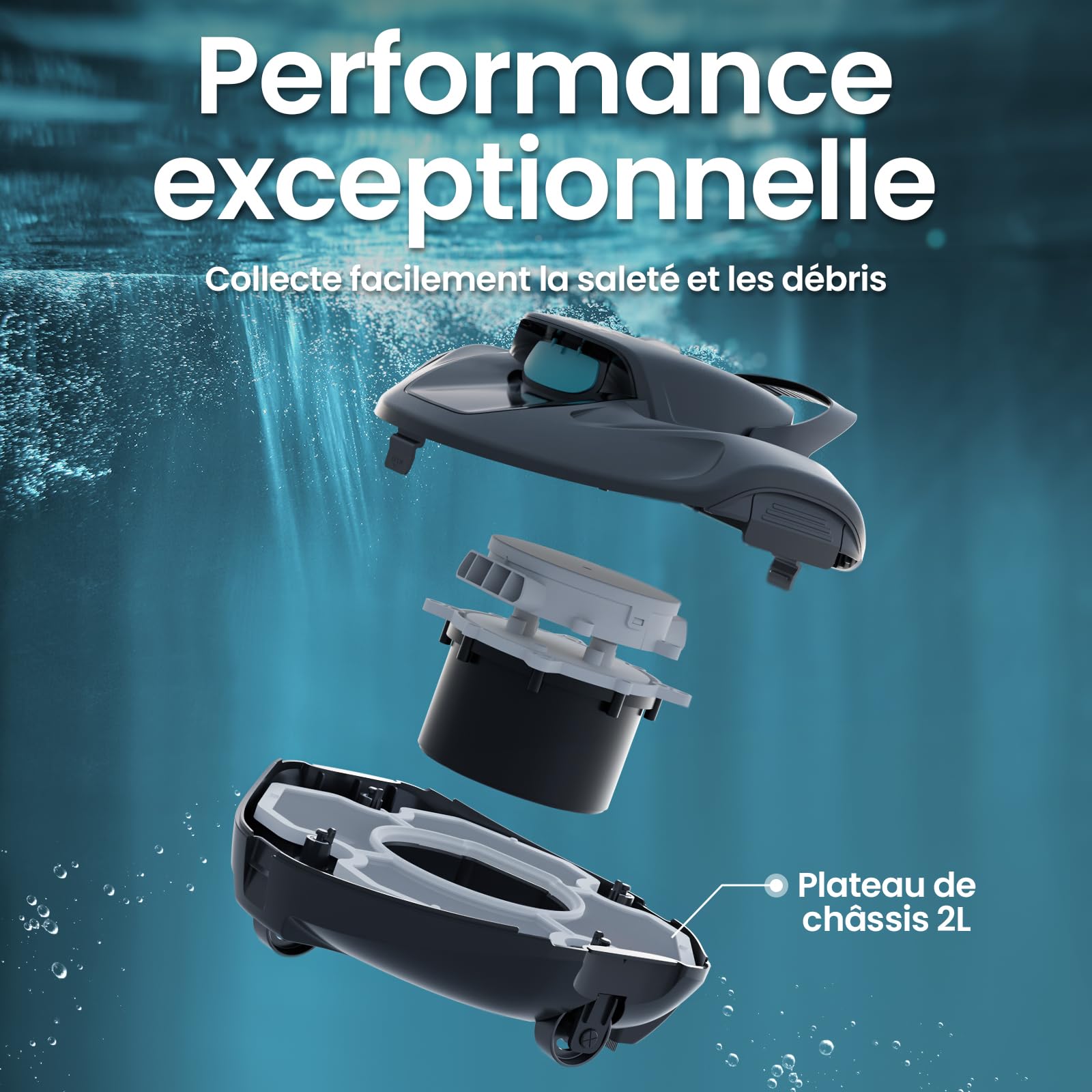 AIPER Seagull 800B Robot Piscine sans Fil, Aspirateur Piscine, 90 Min d’Autonomie, Stationnement Automatique, Forte Aspiration, Affichage LED, pour Piscines Hors-Sol Jusqu’à 80 m²