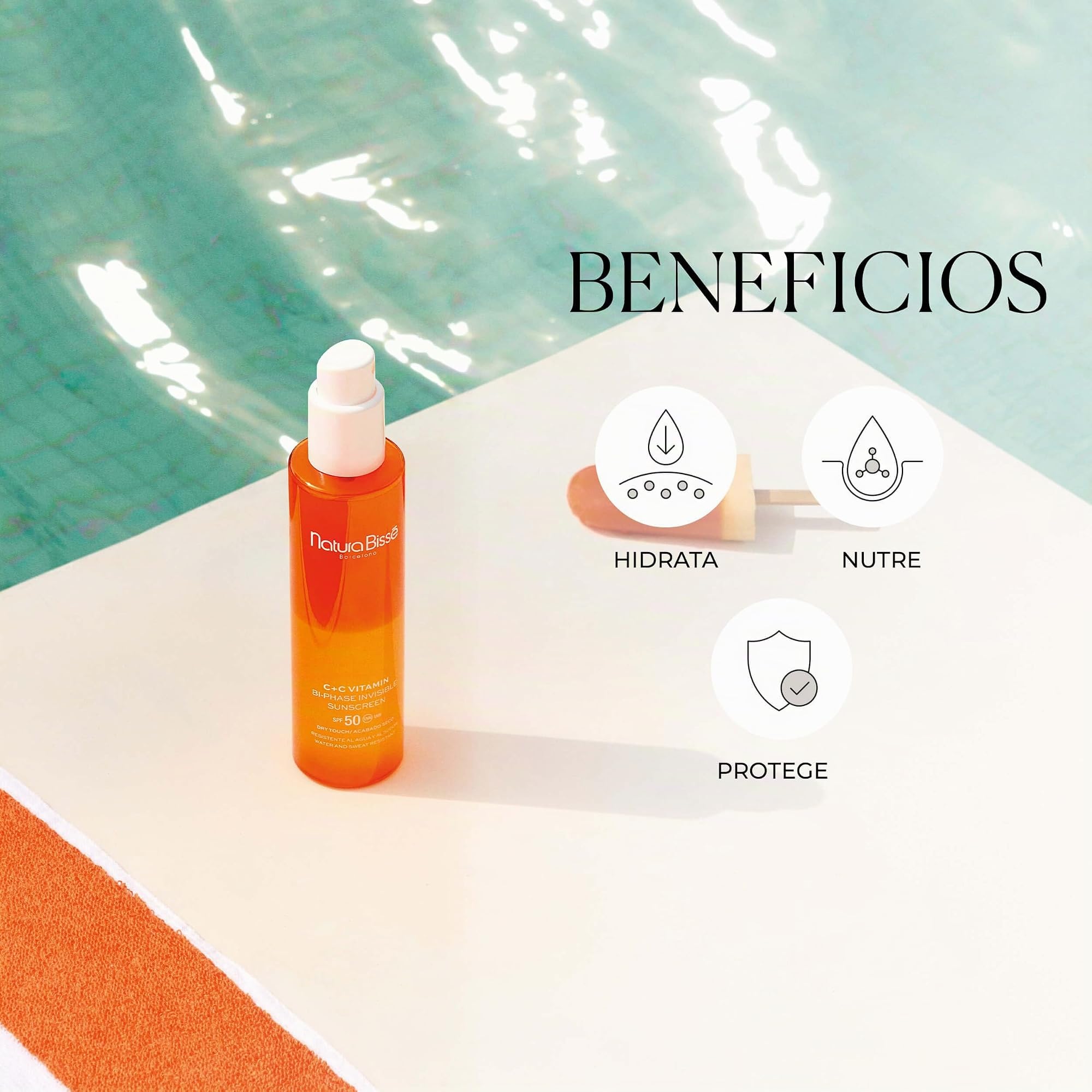 Natura Bissé C+C Vitamin SPF 50 Bi-Phase Invisible Sunscreen | Protector Solar Bifásico en Spray para Cuerpo con Aceite de Pepita de Uva y Vitaminas C y E | 200 ml