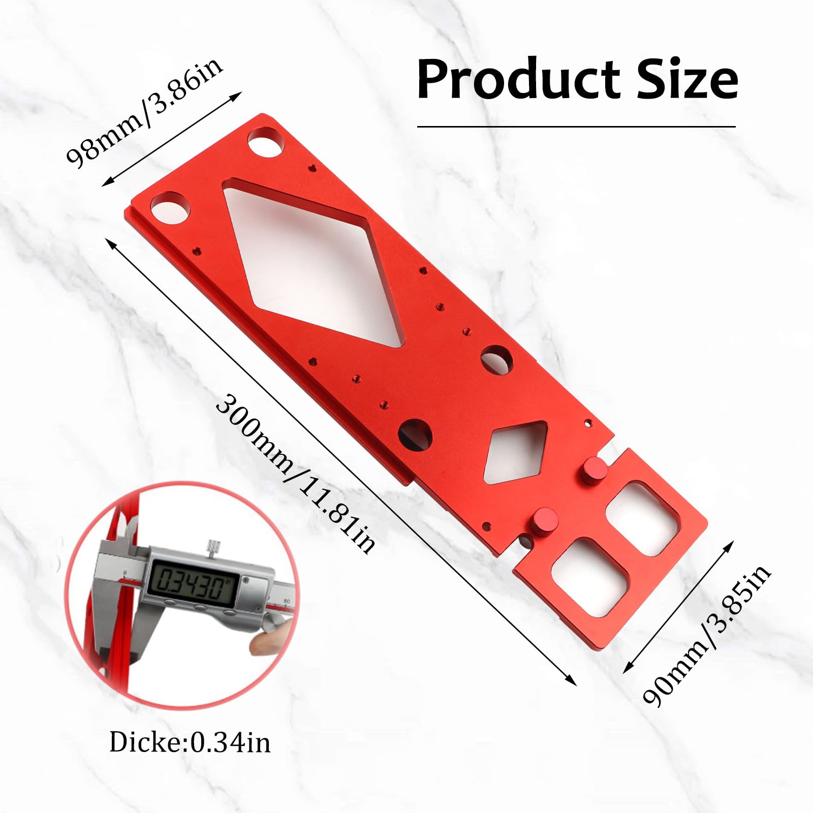 Butée d'angle pour rail de guidage, rail de guidage à angle droit à 90° usiné CNC 300 mm, compatible avec Festool et Makita, butée avec guide de bord pour scies circulaires (rouge)