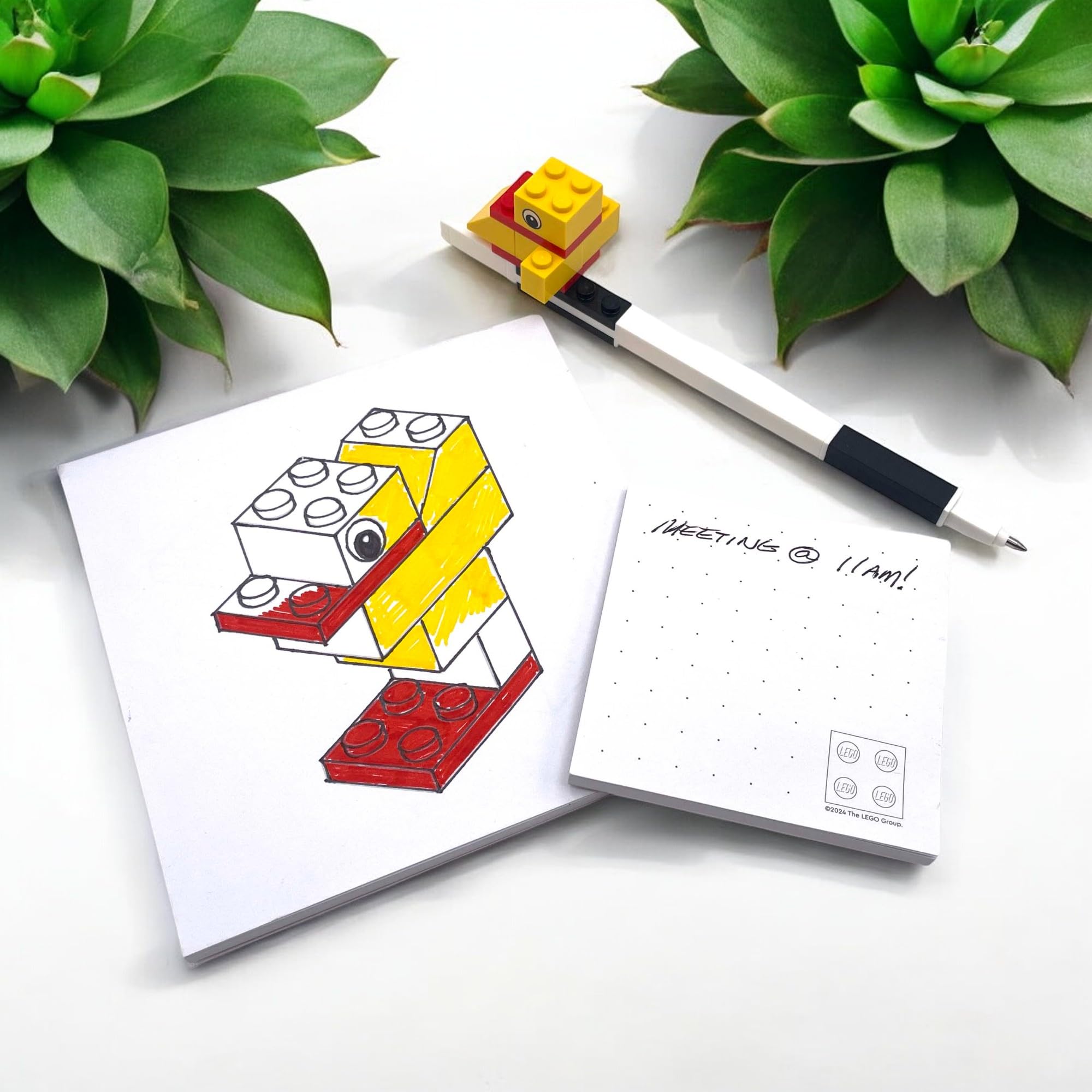 Lego Stationery Creativity Set with Duck Building Toy (53466) Includes 2 Sticky Note Pads, 1 Gel Pen, 3 Markers & a 10 Piece Duck Building Toy, Gift for Fans of Drawing and Stationery