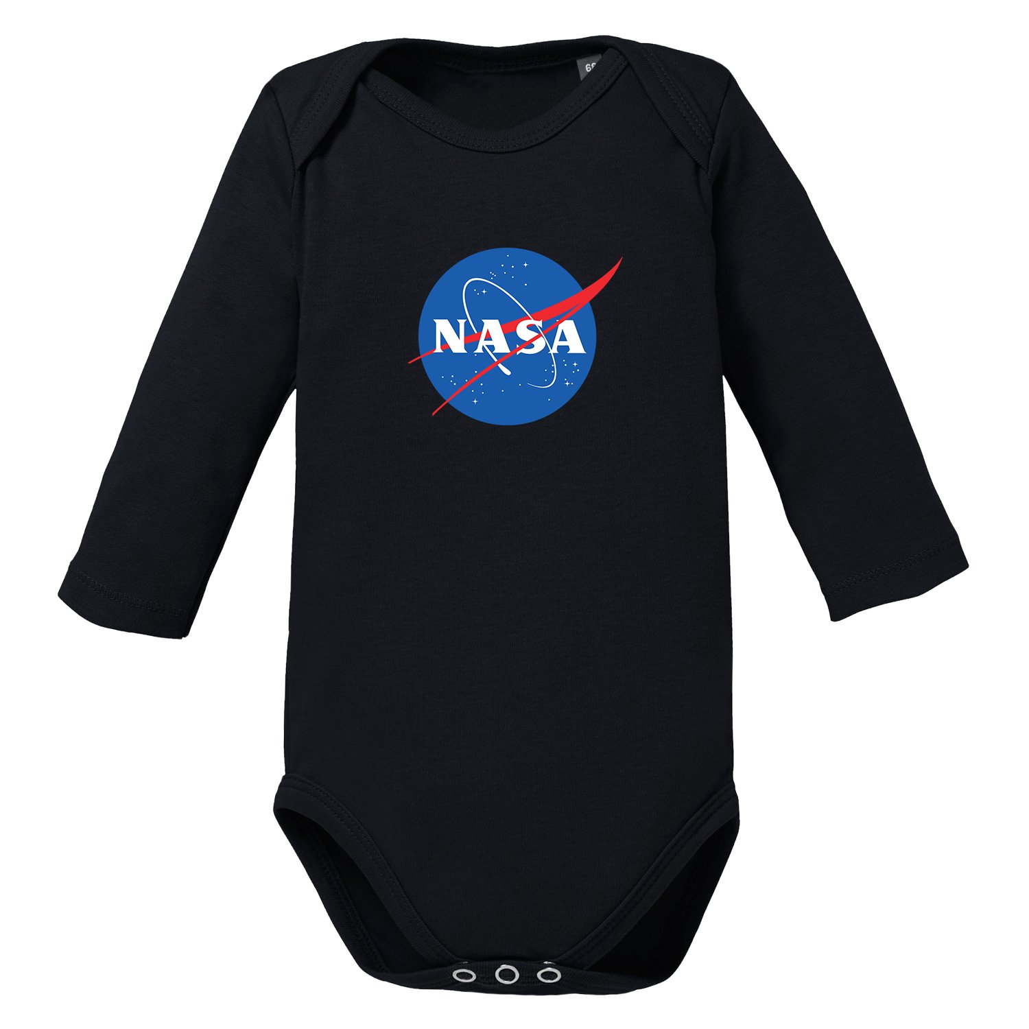 long sleeve baby bodysuit with NASA logo black Black 07-09 Monate