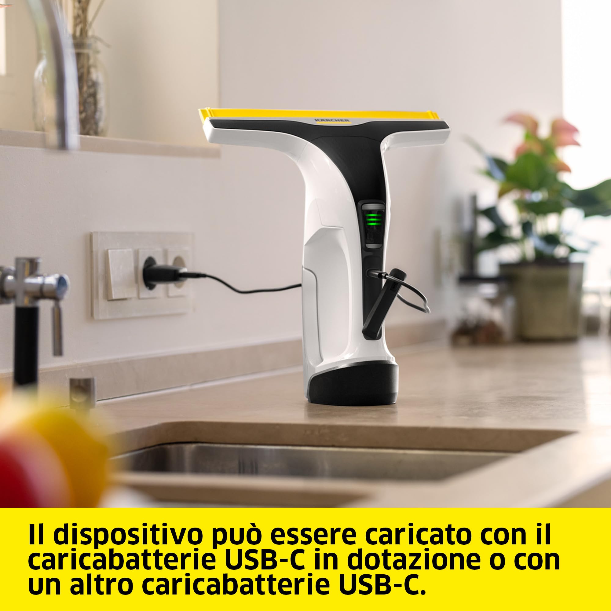 KÄRCHER lavavetri a batteria WV 8 Signature Line, autonomia: 55 min, serbatoio: 150 ml, 2 labbra, flacone spray e 2 panni in microfibra, raschietto per sporco, detergente per vetri
